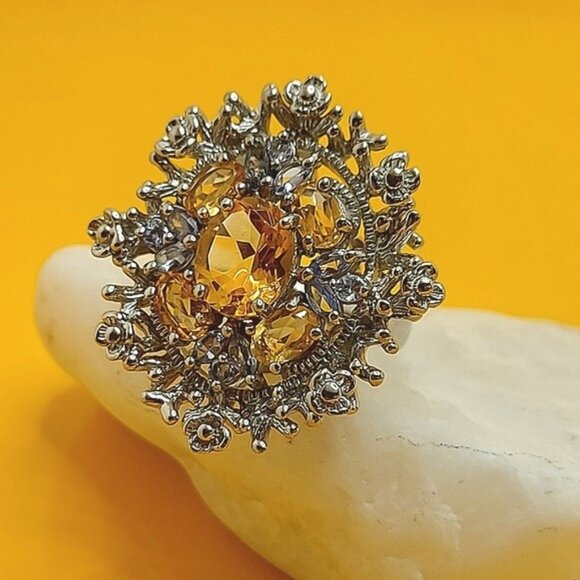 Natural Citrine 10x8mm, Tanzanite 925 Sterling Silver Ring Size 8 - Picture 10 of 11